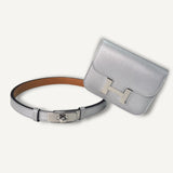 Conjunto Cinto Kelly belt e Carteira Constance Slim Silver Hermès