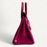 Bolsa Hermès Birkin 25 Rose Scheherazade Croco Niloticus Shiny com Ferragens Palladium