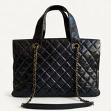 Bolsa Chanel Tote Bag Phyton Preta com Fearragens Douradas