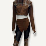 Conjunto Burberry Sports Xadrez com Detalhes em Tule Preto