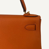 Bolsa Hermès Kelly 28 Togo Orange H com Ferragens Gold