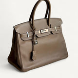 Bolsa Hermès Birkin 30 Swift Etoupe com Ferragens Palladium