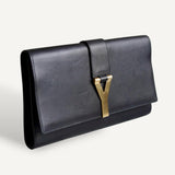 Clutch Yves Saint Laurent Y Ligne Couro Preto