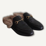 Mule Gucci Preto com Pelos
