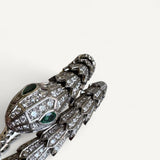 Pulseira Bvlgari Serpenti em Ouro Branco 18K cravejada com Pavê de Diamantes e dois Olhos de Esmeralda