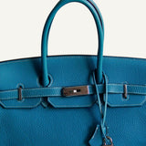 Bolsa Hermès Birkin 35 Togo bleu Jeans com Ferragens Palladium
