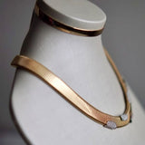 Colar Malha em Ouro Amarelo 18K  com Pavê em Diamantes