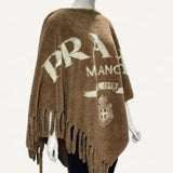 Poncho Prada em Lã Marrom