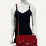 Bolsa Chanel Double Flap Jumbo em Verniz Vermelho