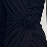 Vestido Dolce & Gabbana Preto Drapeado com Flor