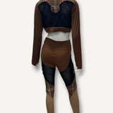 Conjunto Burberry Sports Xadrez com Detalhes em Tule Preto