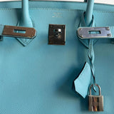 Bolsa Hermès Birkin 30 Epsom Bleu Atoll com Ferragens Palladium