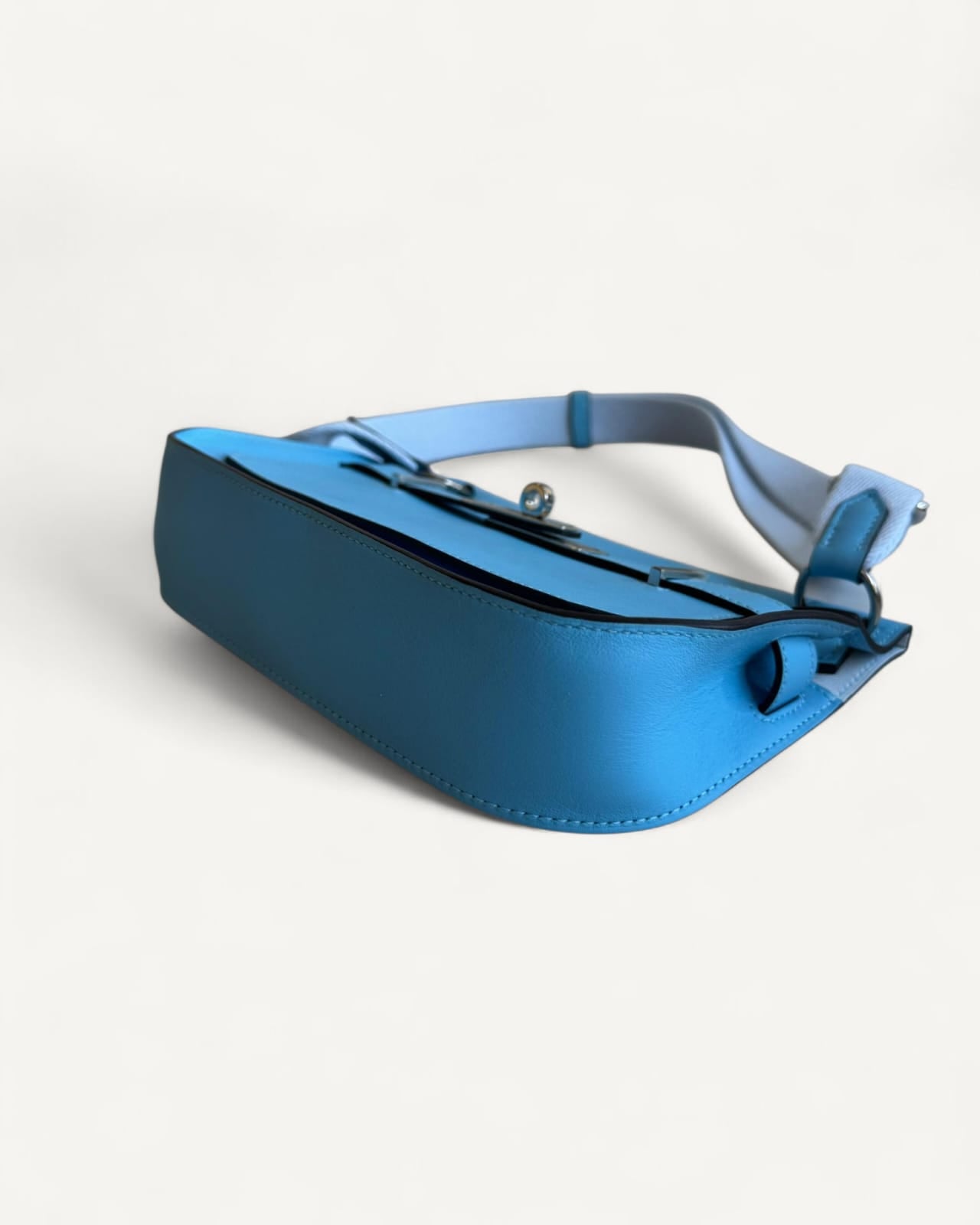 Bolsa Hermès Mini Jypsière Clemence Bleu Jeans Ferragens Palladium