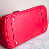 Bolsa Hermès Birkin 35 Togo Clemence Rouge Casaque com Ferragens Palladium