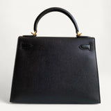 Bolsa Hermès Kelly 28 Epsom Noir com Ferragens Gold