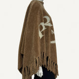 Poncho Prada em Lã Marrom