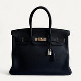 Bolsa Hermès Birkin 35 Noir com Ferragens Palladium
