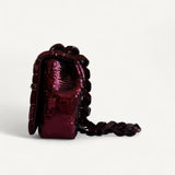 Bolsa Burberry Lola Small Sequinned Leather Burgundy