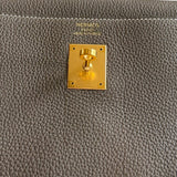 Bolsa Hermés Kelly 35 Togo Etoupe com Ferragens Gold