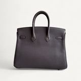 Bolsa Hermès Birkin 25 Togo Gris Meyer com Ferragens Gold