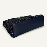 Bolsa Loro Piana Extra Pocket Pouch Tweed Blue com Ferragens Douradas
