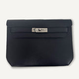 Pochette Kelly Depeches 25 Cuir Galop D Hermes 89 Noir com Ferragens Palladium