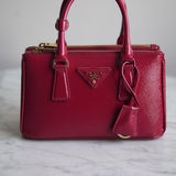 Bolsa Prada Mini Galleria Couro Saffiano Verniz Vermelha