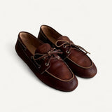 Mocassim Miu Miu Boat Shoes Em Couro Marrom Branqueado