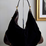 Bolsa Hobo Gucci Jockey Monogram Camurça Preto | Marrom