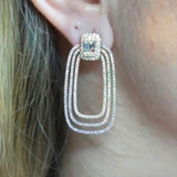 Brinco de Ouro com Diamantes Retângular P9,1 - 2,29CT