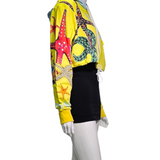 Moletom Cropped Versace Amarelo com Capuz e Estampa Bordada 