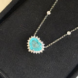 Colar Ouro Branco 18k com Pingente Turmalina Paraíba