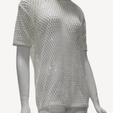 Blusa Burberry Tela Vazada Branca