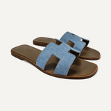 Sandália Rasteira Hermès Oran Denim