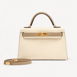 Bolsa Hermès Tricolor Mini Kelly Epsom Craie e Chai Gold Hardware