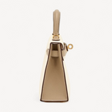Bolsa Hermès Tricolor Mini Kelly Epsom Craie e Chai Gold Hardware
