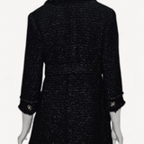 Casaco Chanel Tweed Camélia Preto Fios Metalizados