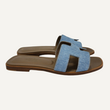 Sandália Rasteira Hermès Oran Denim