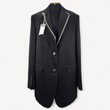 Blazer Burberry Chain-Trimmed Single-Breasted Wool Black