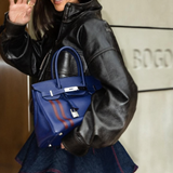 Bolsa Hermès Birkin 30 Officier Special Edition em Couro Togo Bleu Encre e Bordeaux