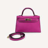 Bolsa Hermès Mini Kelly Epsom Special Order Rose x Gris Permabrass Hardware