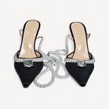 Sandália Mach & Mach Diamond of Elizabeth 100mm Pumps Preto com Perolas