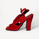 Sandália Prada Veludo Vermelho