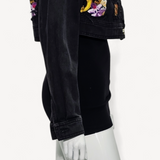 Jaqueta Versace Jeans Couture Cropped Preto com Estampa Barroca