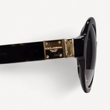 Óculos Dolce Gabbana Preto DG Detalhe Dourado e Lente Oval