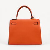 Bolsa Hermès Kelly 25 Sellier Epsom Orange Feu com Ferragem Palladium