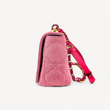 Bolsa Christian Dior Caro Handbag Pink in Denim