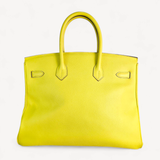 Bolsa Hermès Birkin 35 Lime Epsom com Ferragens Palladium