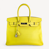 Bolsa Hermès Birkin 35 Lime Epsom com Ferragens Palladium