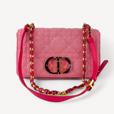 Bolsa Christian Dior Caro Handbag Pink in Denim